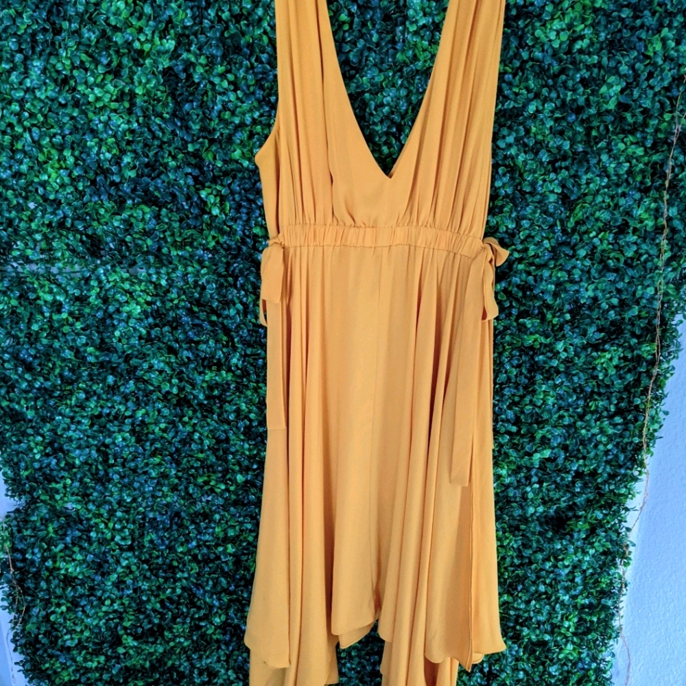 Mustard yellow flowy dress
